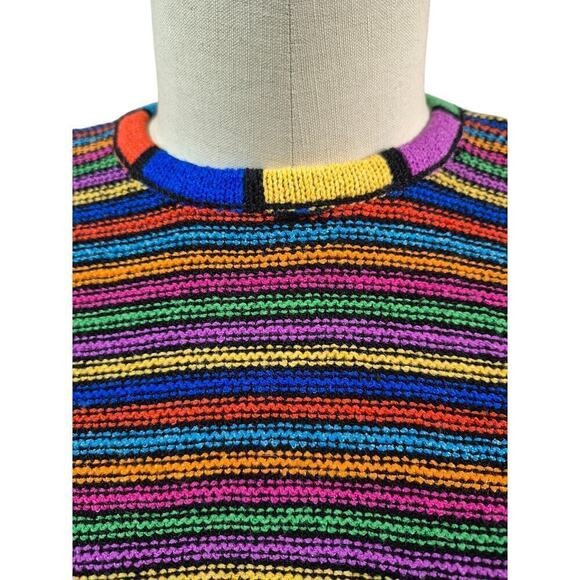 VTG 80s 90s  Antonella Preve Colorful Striped Sweater Sz S - Picture 4 of 11